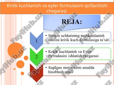 kritik kuchlanish va eyler formulasini qo‘llanilishi chegarasi. — PPT