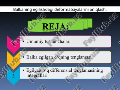 balkaning egilishdagi deformatsiyalarini aniqlash. — PPT