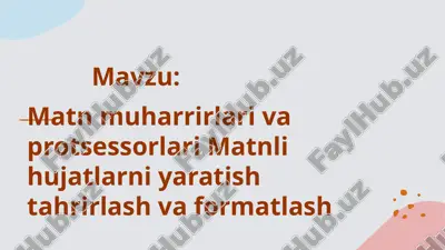 matn muharrirlari va protsessorlari — PPTX