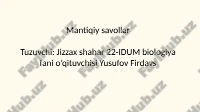 biologiyadan qiziq savollar — PPTX