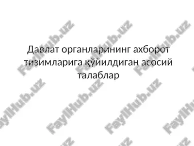 davlat organlarining axborot tizimlariga qo'yildigan asosiy talablar — PPTX