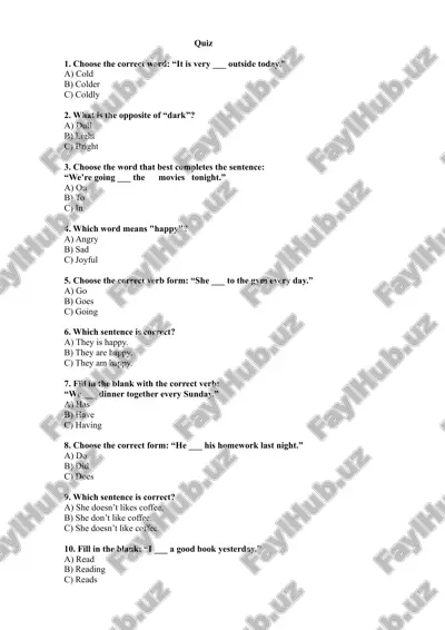 foundation english quiz — DOCX