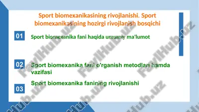 sport biomexanikasining rivojlanishi. sport biomexanikasining hozirgi rivojlanish bosqichi — PPTX