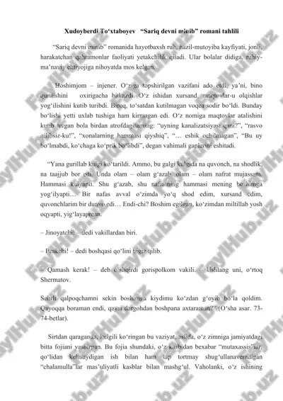 xudoyberdi toʻxtaboyev “sariq devni minib” romani tahlili — DOCX