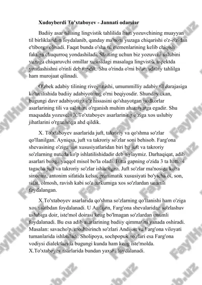 xudoyberdi to'xtaboyev - jannati odamlar — DOCX