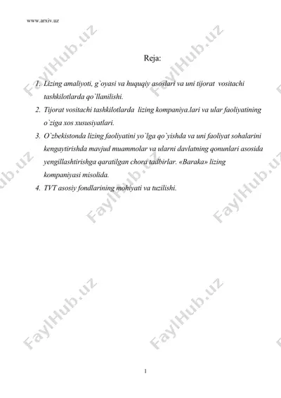 malizing amaliyoti, g`oyasi va huquqiy asoslari va uni tijorat vositachi tashkilotlarda qo`llanilishi — DOC