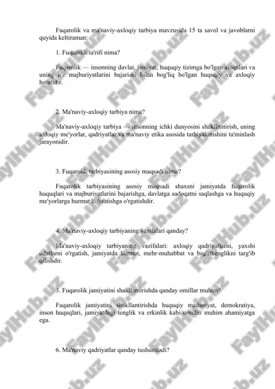 fuqarolik va ma'naviy-axloqiy tarbiya mavzusida — DOCX