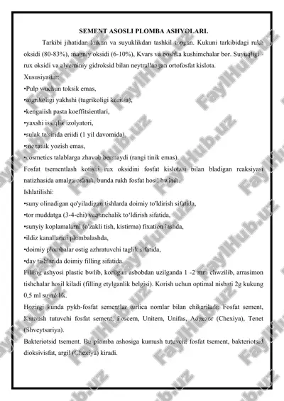 sement asosli plomba ashyolari — DOCX
