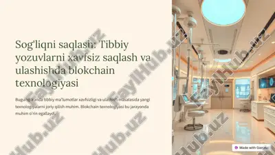 sog'liqni saqlashda blokcheyn texnologiyasi — PDF