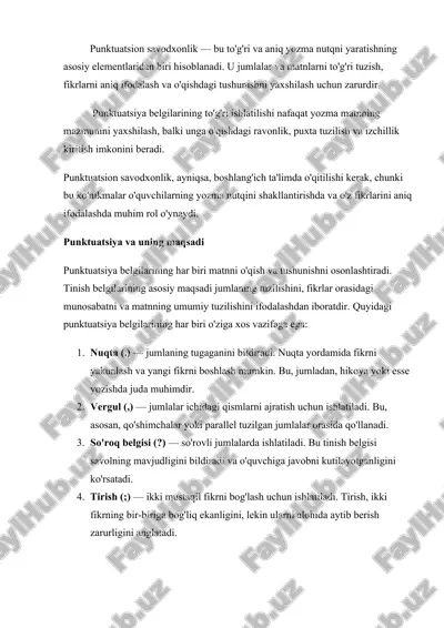 punktuatsion savodxonlik bo'yicha referat — DOCX