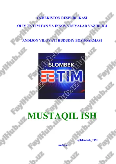 uzbekistonda ,,obod qishloq" davlat dasturi qishloq aholisining turmush darajasini yaxshilash ularni ish bilan taʼminlash masalalari — DOCX