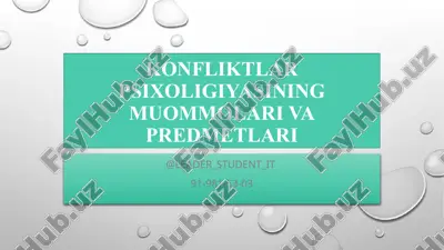 konfliktlar psixoligiyasining muommolari va predmetlari — PPTX