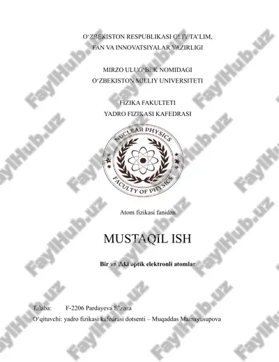 bir va ikki optik elektronli atomlar — PDF