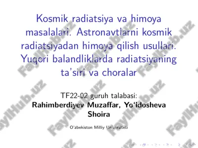astronavtlarni kosmik radiatsiyadan himoya qilish usullari — PDF