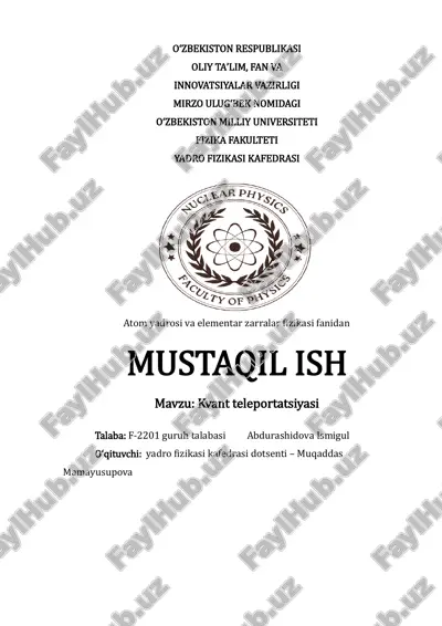 kvant teleportatsiya — PDF