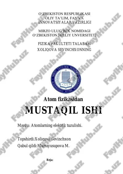 atomlarning elektrik tuzulishi — PDF
