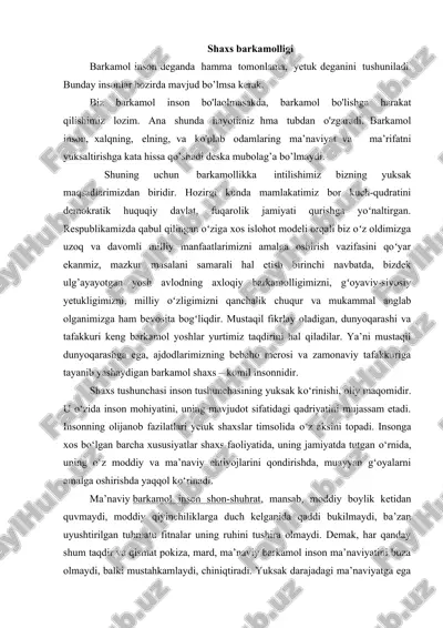 shaxs barkamolligi — DOCX