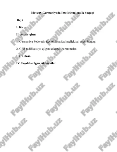 germaniyada intellektual mulk huquqi — DOCX