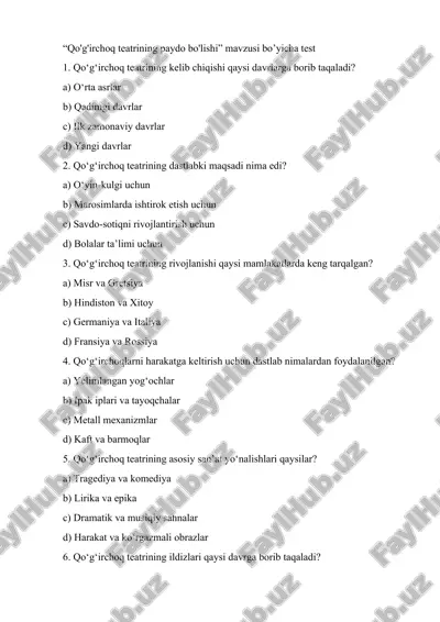 qo'g'irchoq testri — DOCX