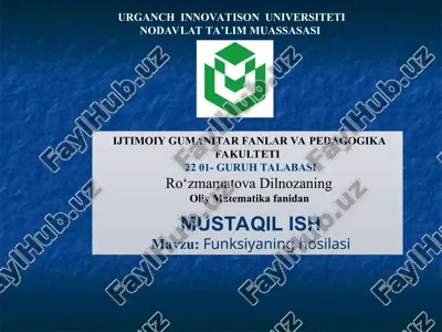 funksiyaning hosilasi — PPT