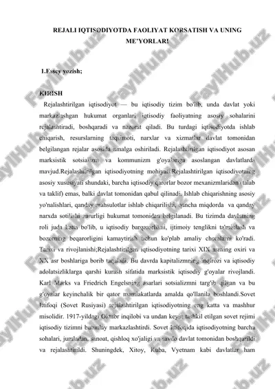 rejali iqtisodiyotda faoliyat korsatish va uning me’yorlari — DOCX