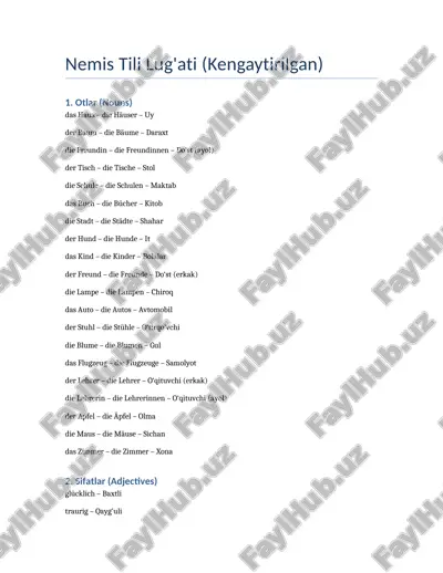nemis tili lugʻat — DOCX
