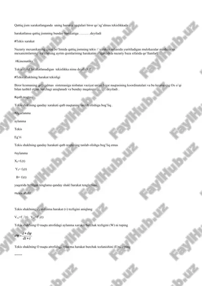 nazariy mexanikdan yakuniy test javoblari — DOCX