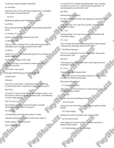 umumiy fizikadan yakuniy test javoblari — DOCX
