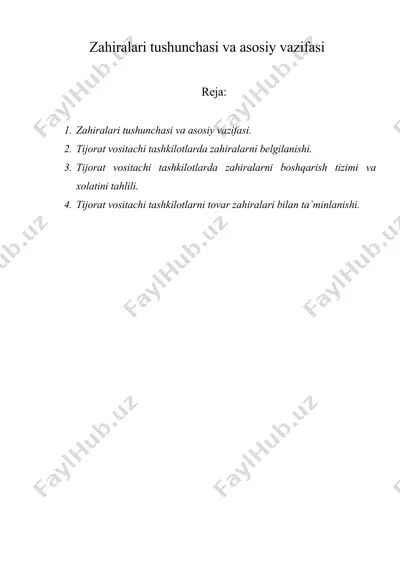 zahiralari tushunchasi va asosiy vazifasi — DOC