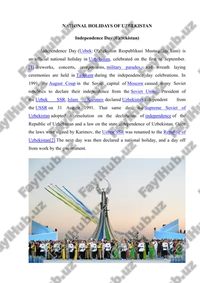 national holidays of uzbekistan — DOC