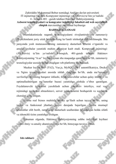 rahbar xulosasi | tayyor | rahbar xulosasi — DOCX