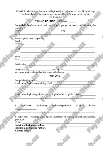 yozma bayonnoma | tayyor | bepul — DOCX