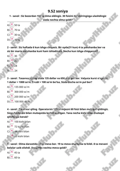 imkon savdo test, anketa to'ldirishda shu testlar tushdi! — DOCX
