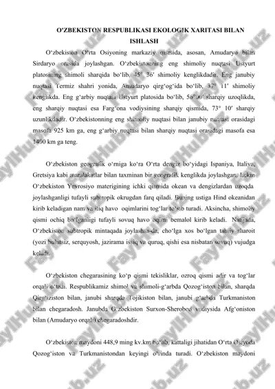 o'zbekiston respublikasi ekologik xaritasi bilan ishlashh — DOC