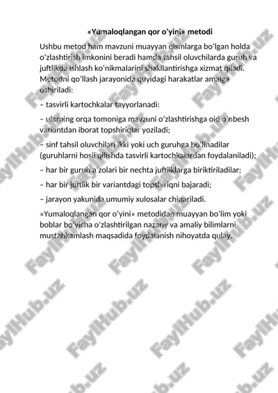 «yumaloqlangan qor o‘yini» metodi — DOCX