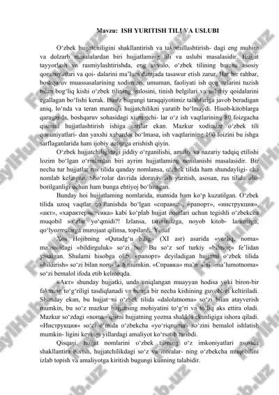 ish yuritish tili va uslubi — DOCX