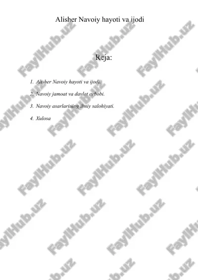 alisher navoiy hayoti va ijodi — DOC