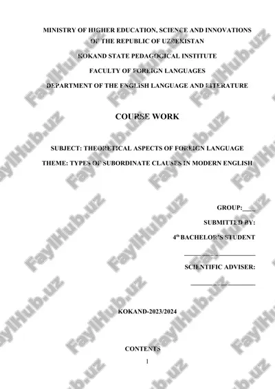 types of subordinate clauses in modern english — DOCX