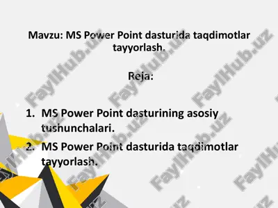 ms power point dasturida taqdimotlar tayyorlash. — PDF