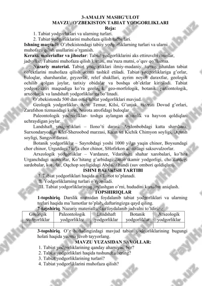 o’zbekiston tabiat yodgorliklari — DOCX