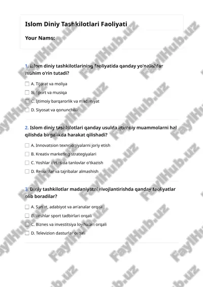 islomda diniy tashkilotlar faoliyati — PDF