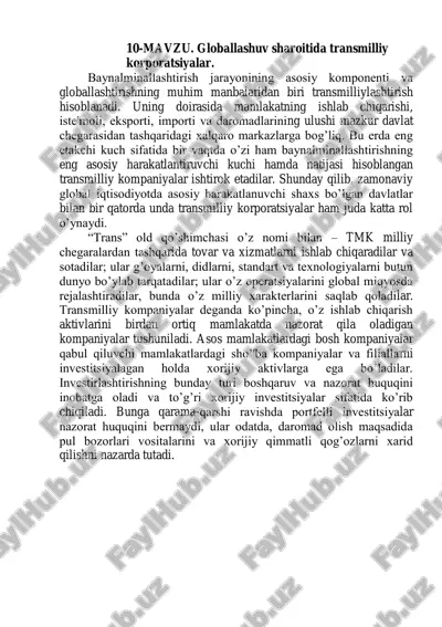 globallashuv sharoitida transmilliy korporatsiyalar. — PDF