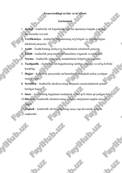 auditorlik krossvord — DOCX