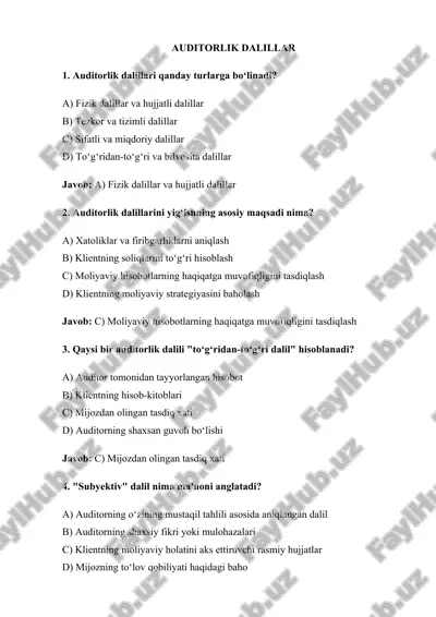 auditorlik dalillar test — DOCX