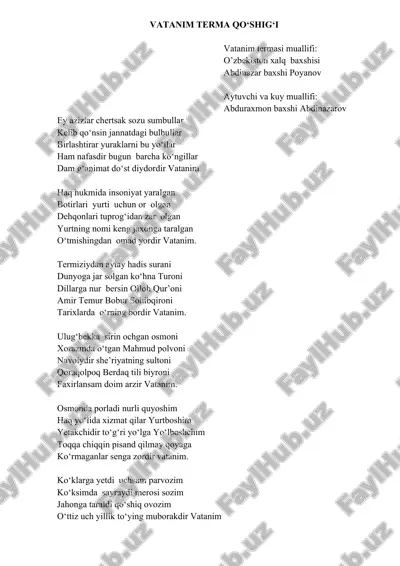 vatanim terma qo‘shig‘i — DOCX
