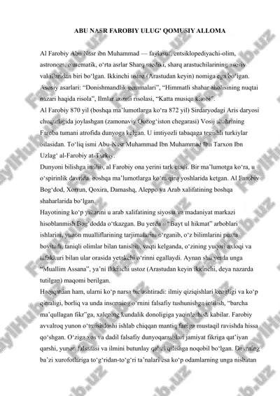 abu nasr farobiy ulug' qomusiy alloma — DOCX