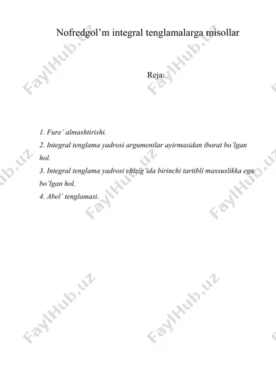 nofredgol’m integral tenglamalarga misollar — DOC
