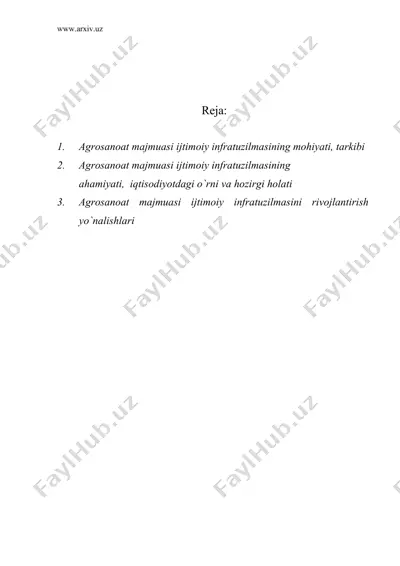 agrosanoat majmuasining ijtimoiy infratuzilmasi — DOC