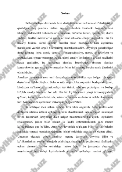 amaliyot xulosa — DOCX