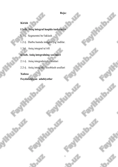 aniq integral va uning xossalari — DOCX